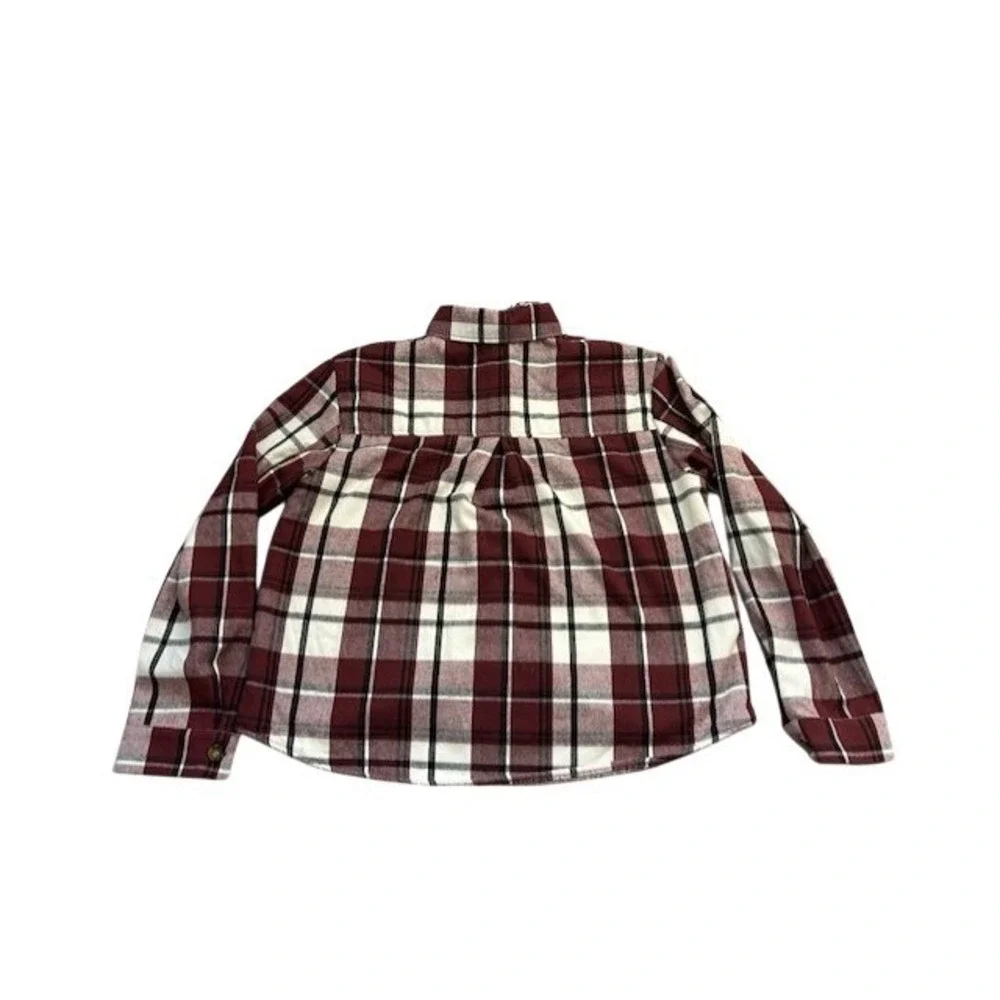 Jolie & Joy Women Plaid Sherpa Lined Flannel Shirt Burgundy White JAP1338N Small - Picture 2 of 8